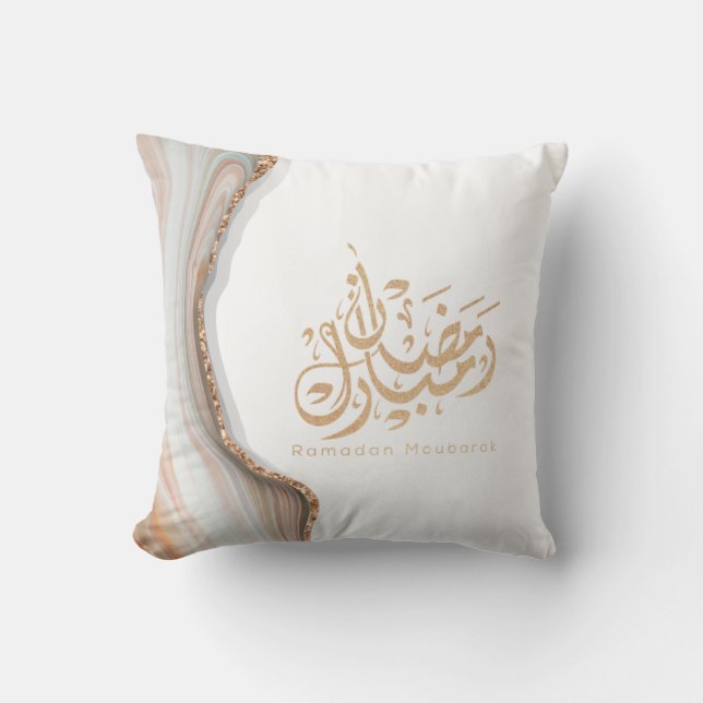 Ramadan mubarak arabic calligraphy throw pillow (Front)