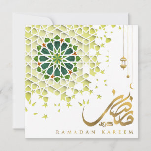 Ramadan Mubarak Arabic Pattern Calligraphy Green Holiday Card