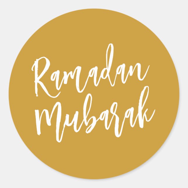 Ramadan Mubarak Calligraphy Gold Classic Round Sticker (Front)