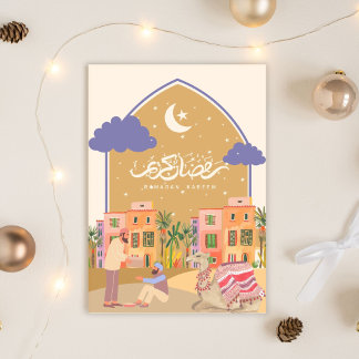 Ramadan Mubarak Colorful Oasis Card