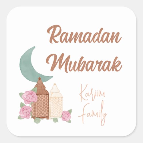 Ramadan Mubarak Decoration Custom Home decor name Square Sticker
