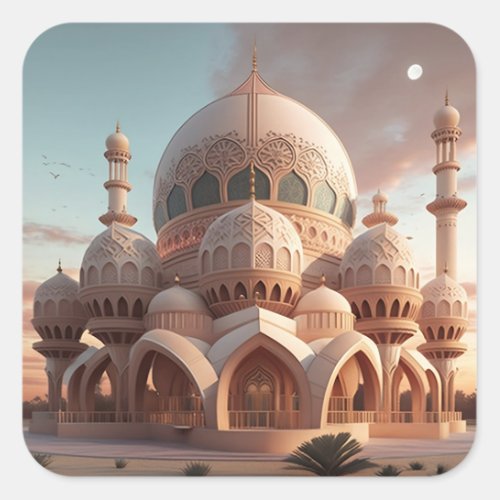 Ramadan Mubarak Flat Holiday Card Square Sticker