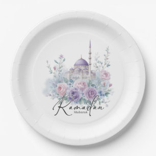 Ramadan Mubarak Floral Islamic Party Decor Paper Plates