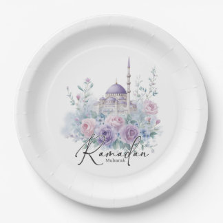 Ramadan Mubarak Floral Islamic Party Decor Paper Plates