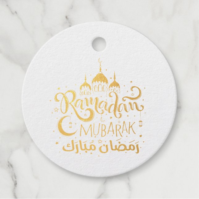 Ramadan Mubarak Foil Favor Tag (Front)