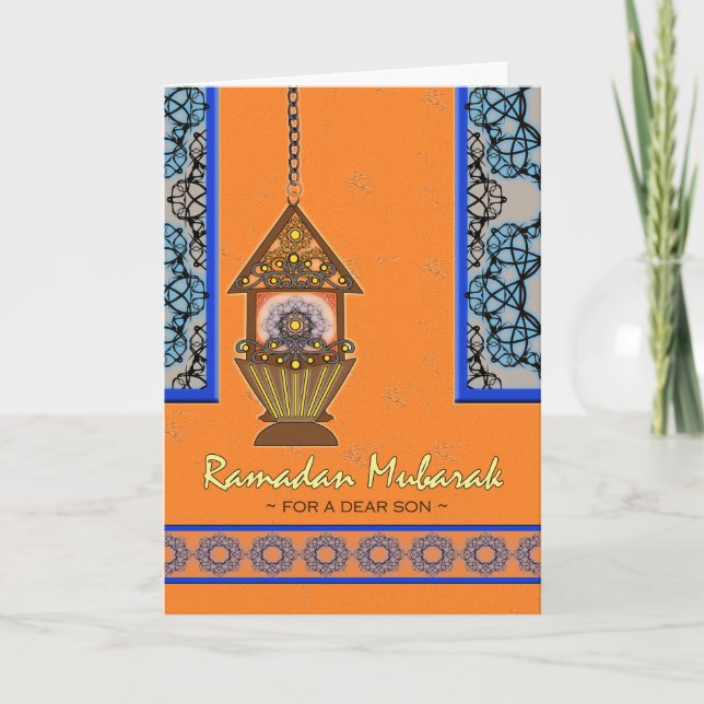 Ramadan Mubarak for Son, Fanoos Lantern Card (Front)