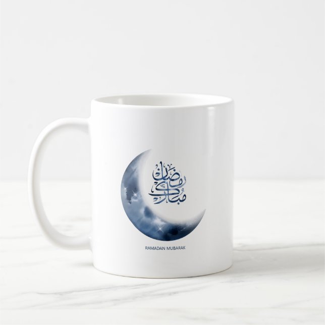 Ramadan Mubarak In Arabic calligraphy رمضان مبارك Coffee Mug (Left)