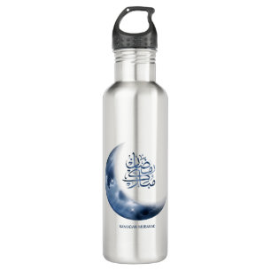 Ramadan Mubarak In Arabic calligraphy رمضان مبارك Stainless Steel Water Bottle