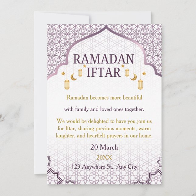 Ramadan Mubarak Invitations – Elegant Family Iftar (Front)