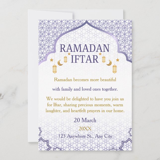 Ramadan Mubarak Invitations – Elegant Family Iftar (Front)