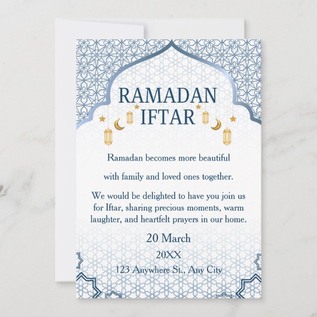 Ramadan Mubarak Invitations – Elegant Family Iftar (Front)