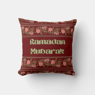 Ramadan Mubarak Islamic Arabesque Border pattern  Throw Pillow