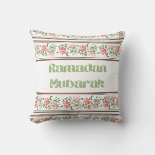 Ramadan Mubarak Islamic Arabesque Border pattern Throw Pillow
