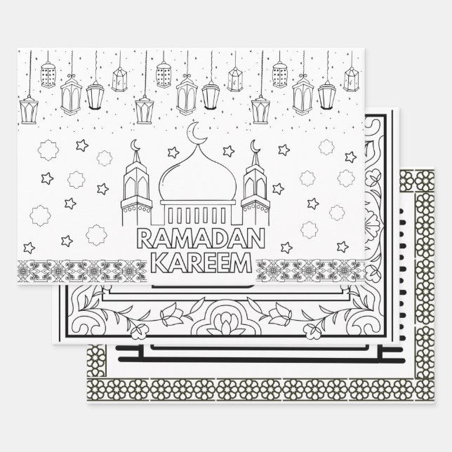 Ramadan mubarak jumbo coloring pages wrapping paper sheets (Set)