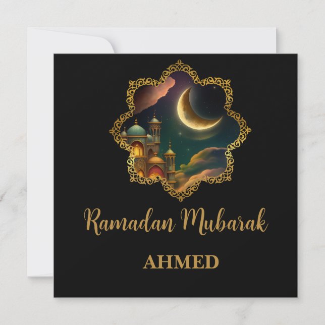 RAMADAN MUBARAK KAREEM 2024 personalized name Holiday Card (Front)