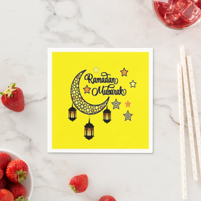  Ramadan Mubarak Kareem Crescent lantern  Napkins (Insitu)