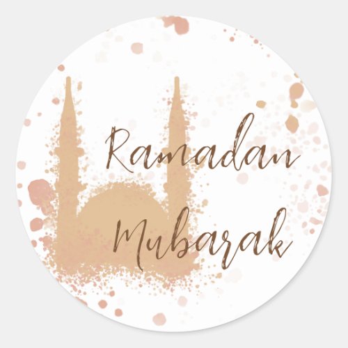 Ramadan Mubarak Mosque Islamic Design  Postcard Classic Round Sticker