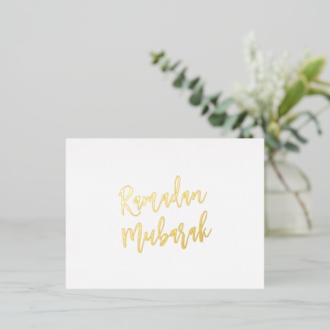 Ramadan Mubarak Muslim Islamic Greeting     Foil Holiday Postcard (Standing Front)