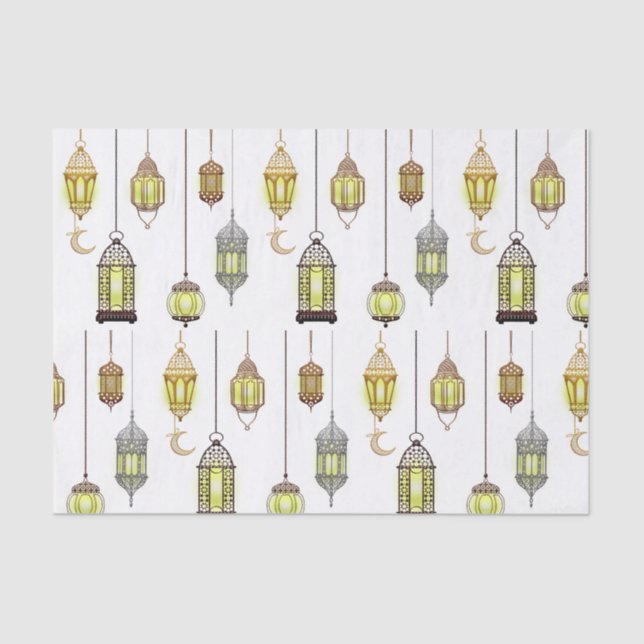 Ramadan Mubarak Oriental Arabesque Lanterns decor Tissue Paper (Front)