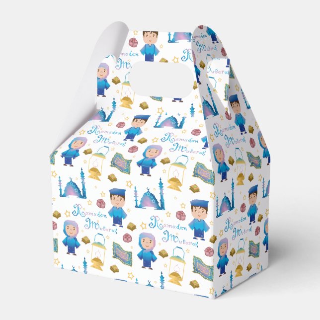 Ramadan Mubarak Pattern Favor Boxes (Front Side)