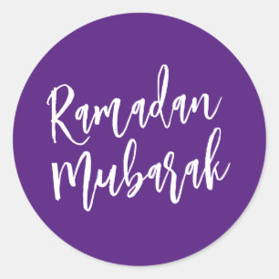 Ramadan Mubarak Purple  Classic Round Sticker