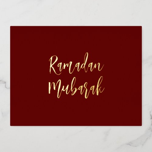 Ramadan Mubarak Ramadan Kareem Dark Red Gold Foil Holiday Postcard