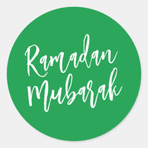Ramadan Mubarak Simple Green Minimalist Classic Round Sticker