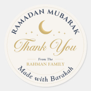 Ramadan Mubarak Thank You Gold Celestial Classic Round Sticker