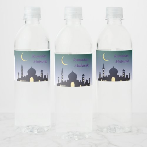 Ramadan Mubarak Water Bottle Label