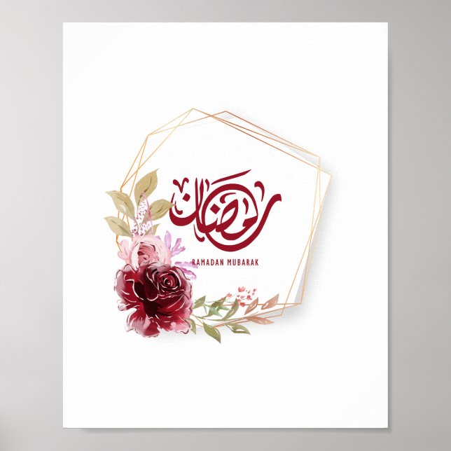 Ramadan Mubarak Watercolor Floral Poster (Front)