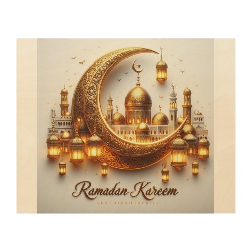 Ramadan painted in it the crescent wood wall art