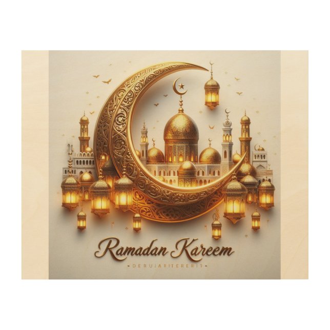 Ramadan painted in it the crescent wood wall art (Front)