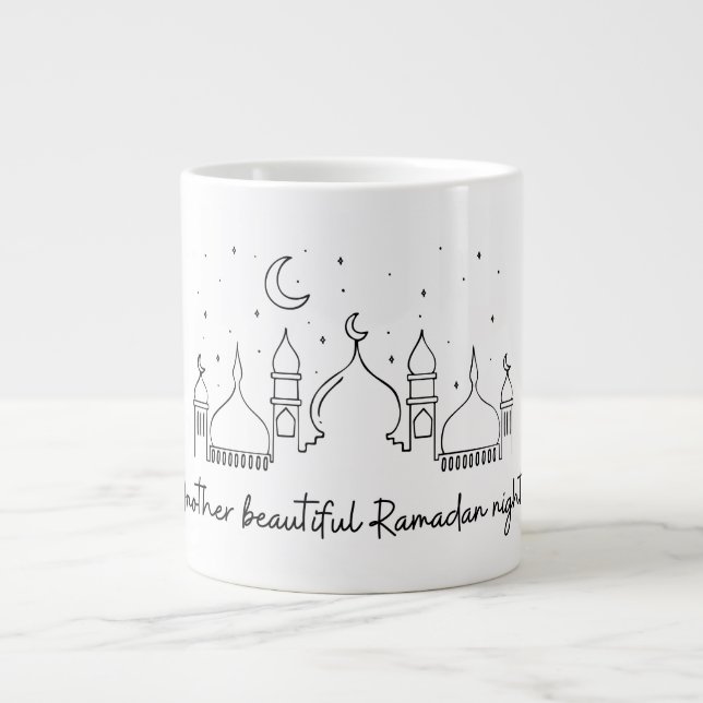 RAMADAN RAMADAN KAREEM RAMADAN MUBARAK  PATCH LABE GIANT COFFEE MUG (Front)