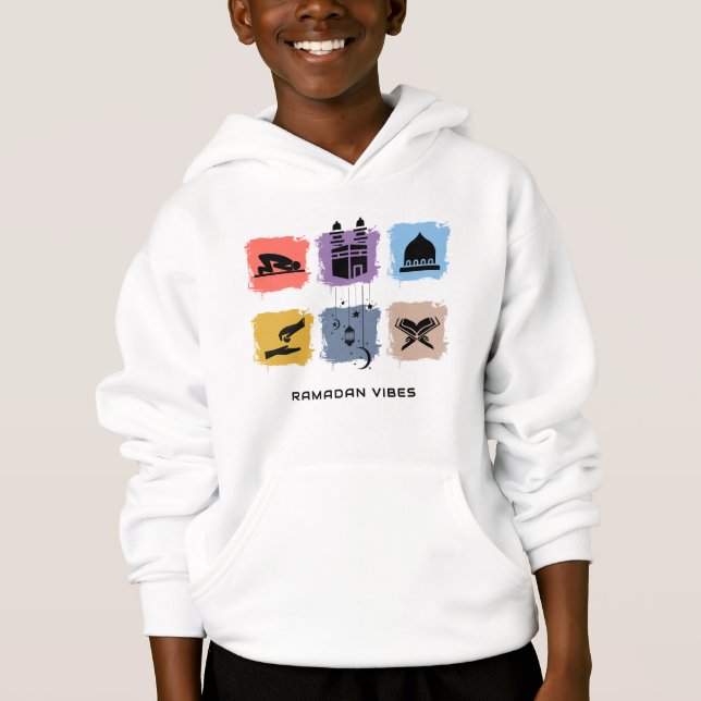 Ramadan Vibes Hoodie for Kids | Customizable SVG (Front)