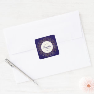 Ramadhan Mubarak Navy and Golden Mandala Square Sticker