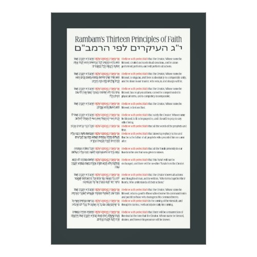 Rambams 13 Principles of Jewish Faith Dark Green Photo Print