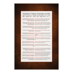 Rambam's 13 Principles of Jewish Faith Red-Orange Photo Print