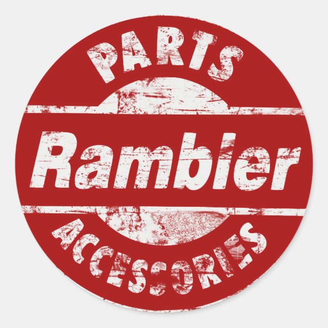 RAMBLER PARTS DISTRESSED CLASSIC ROUND STICKER (Front)