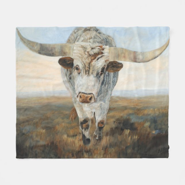 Ramblin' On Cow Fleece Blanket (Front (Horizontal))