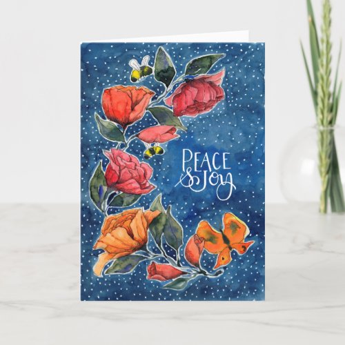 Rambling Rose Blue Peace and Joy Card