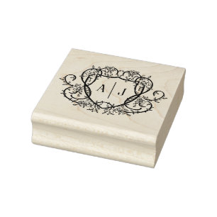 Rambling Rose Monogram Crest English Garden Rubber Stamp