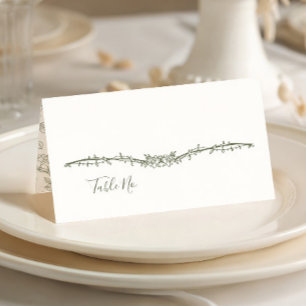 Rambling Rose Sage Green Floral Wedding Place Card