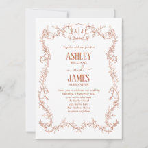 Rambling Rose Terracotta Monogram Crest Wedding
