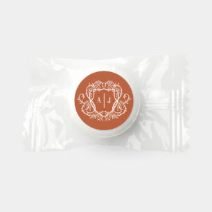 Rambling Rose Terracotta Monogram Crest Wedding Life Saver® Mints