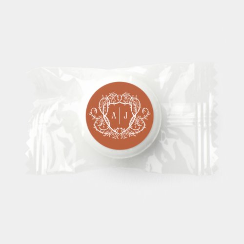 Rambling Rose Terracotta Monogram Crest Wedding Life Saver® Mints