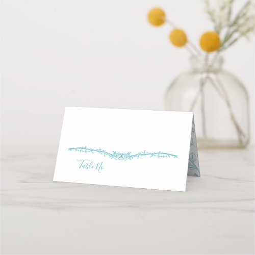 Rambling Rose Turquoise Blue Floral Wedding Place Card