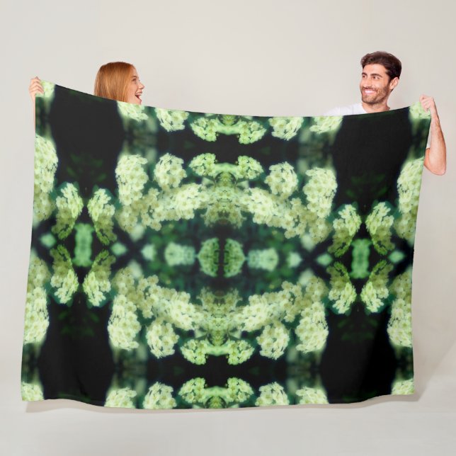 Rambling Wild White Roses Abstract  Fleece Blanket (In Situ)