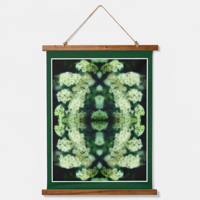 Rambling Wild White Roses Abstract Hanging Tapestry (Front)
