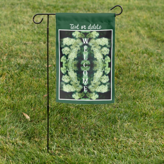 Rambling Wild White Roses Abstract Personalized Garden Flag (In SItu)
