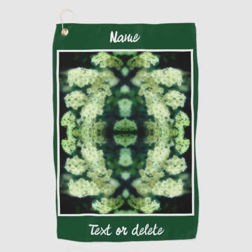 Rambling Wild White Roses Abstract Personalized Golf Towel